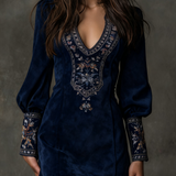 Emilienne | Mini-Abito Vintage in Suedine Ricamata