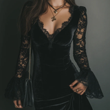 Mélanie | Vestito Mini in Velluto & Pizzo Luna