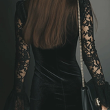 Mélanie | Vestito Mini in Velluto & Pizzo Luna