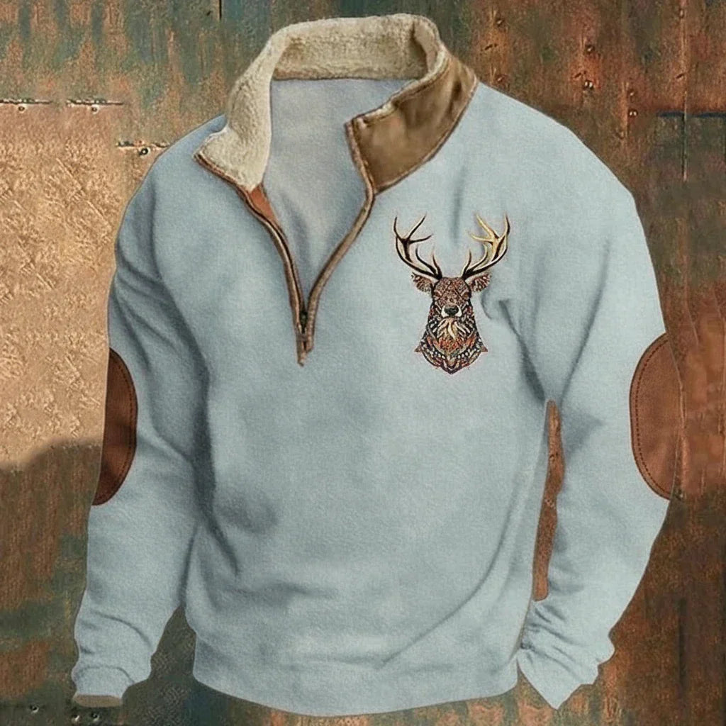Pullover in Maglia con Cervo Nordico Darven