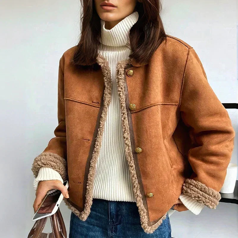Rosália - Cappotto in pelle con bottoni