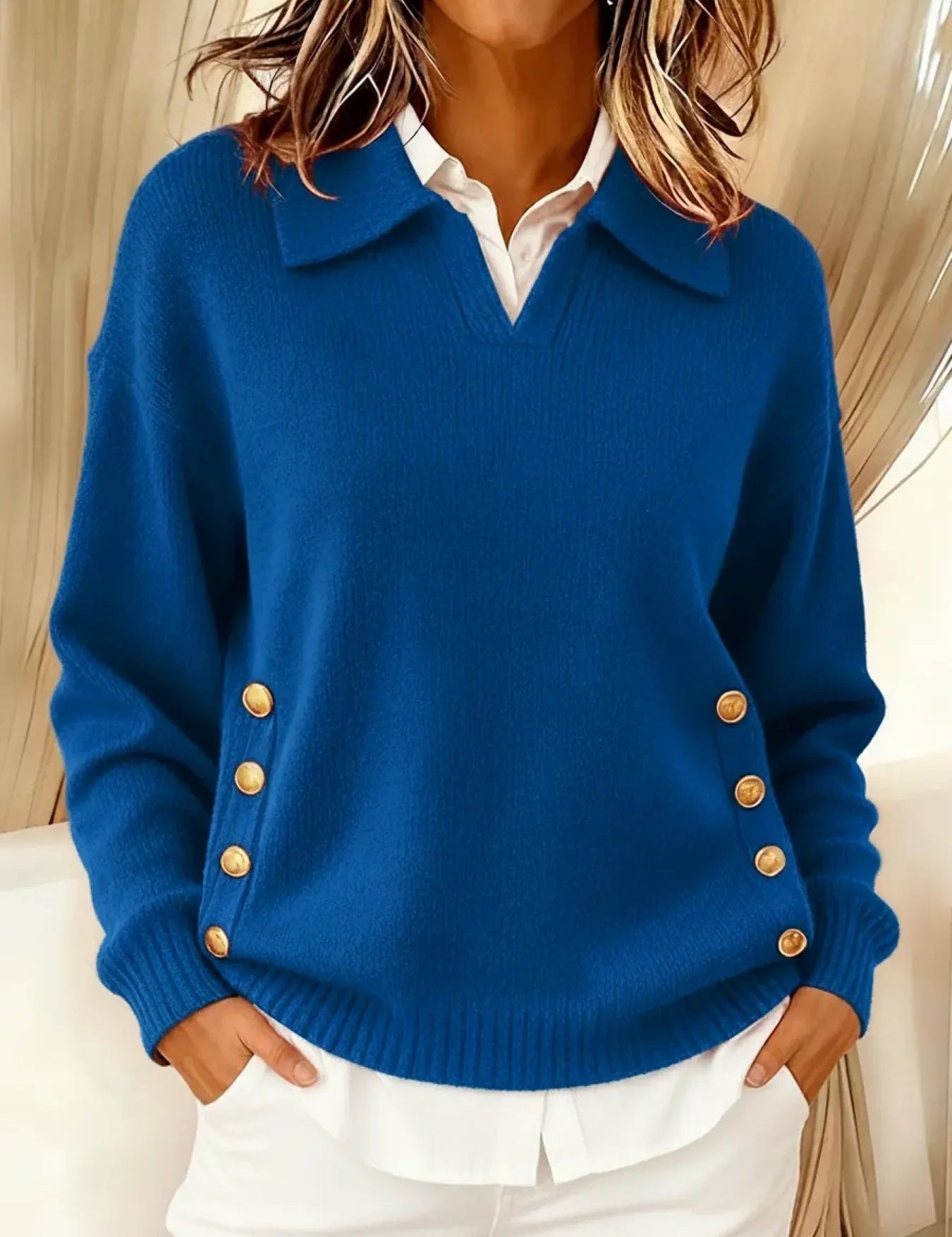 Vicenta | Maglione con Collo Polo e Bottoni