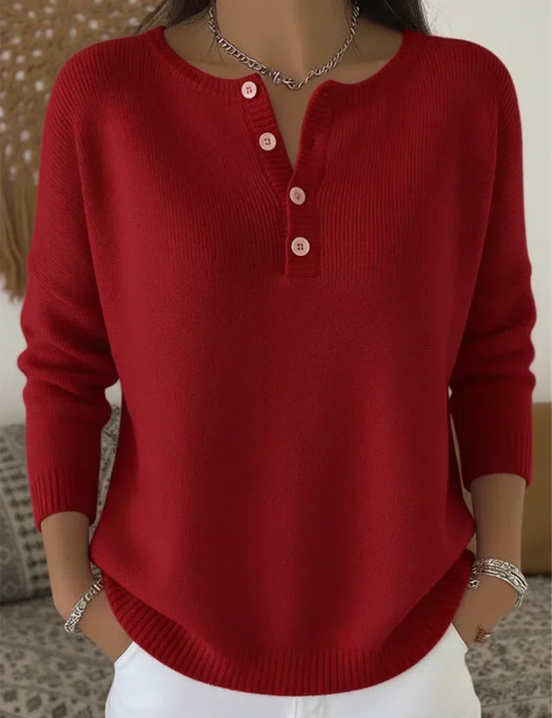 Helena | Maglione in Jersey con Bottoni Henley