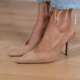 Marlena - Décolleté slingback nude con tacco sottile